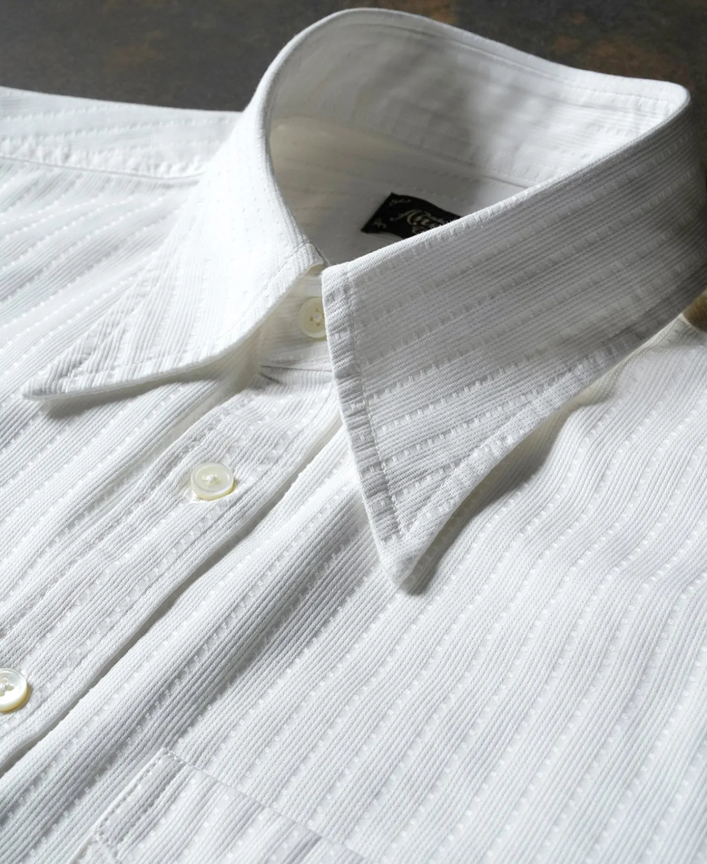 New 1920s Point Collar Jacquard Textured Dobby Shirt Long Sleeve Shirts | Shirts