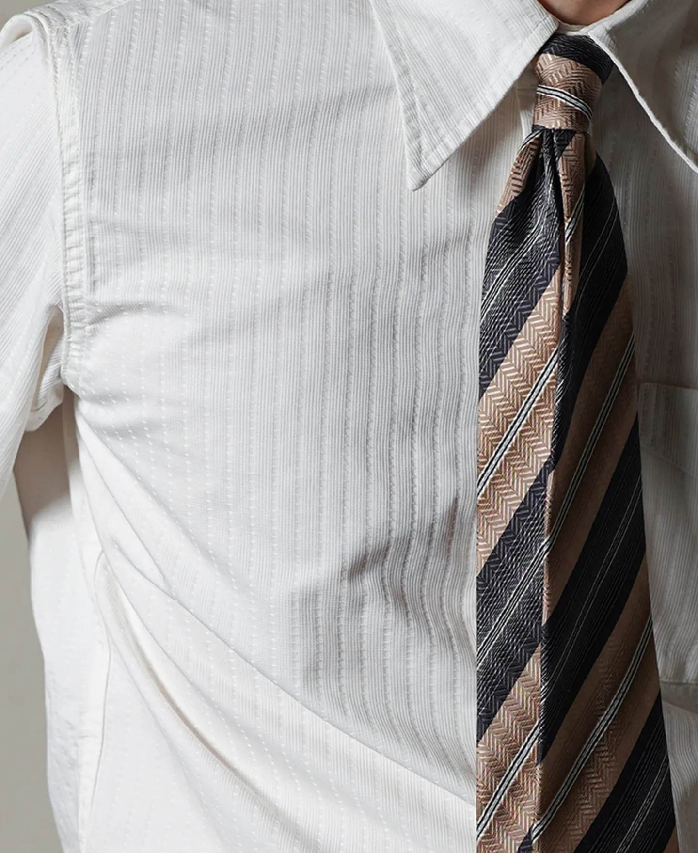 New 1920s Point Collar Jacquard Textured Dobby Shirt Long Sleeve Shirts | Shirts