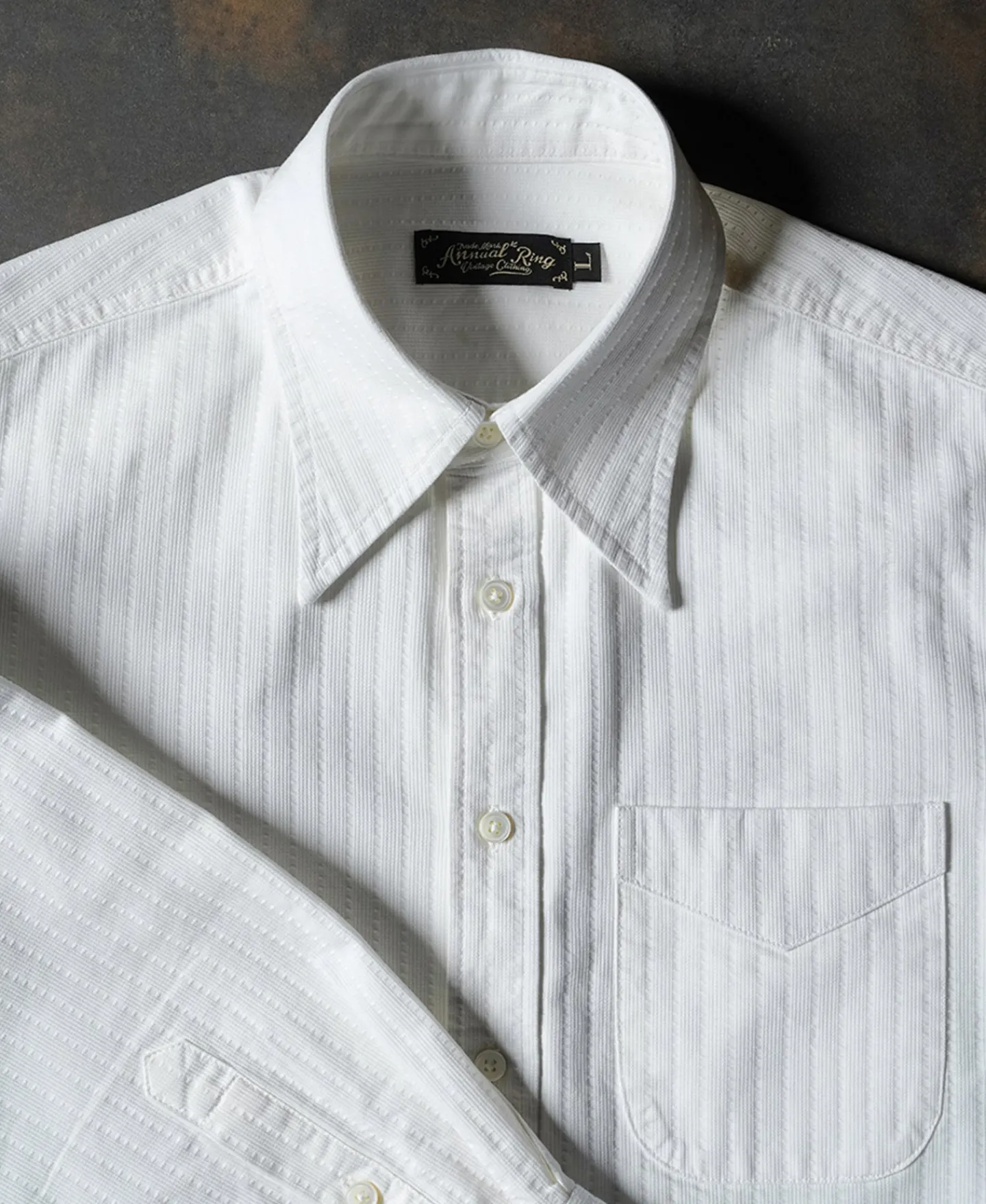 New 1920s Point Collar Jacquard Textured Dobby Shirt Long Sleeve Shirts | Shirts