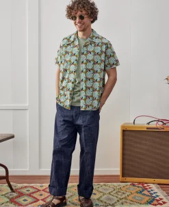 Sale 1940s Pop Art Aloha Shirt - Grass/Teal Short Sleeve Shirts | Shirts