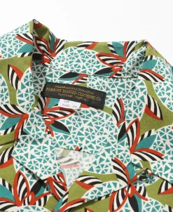 Sale 1940s Pop Art Aloha Shirt - Grass/Teal Short Sleeve Shirts | Shirts