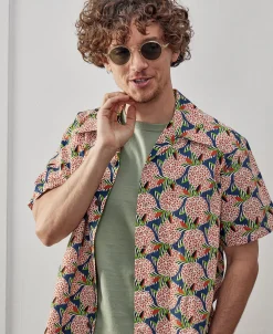 New 1940s Pop Art Aloha Shirt - Navy/Red Short Sleeve Shirts | Shirts
