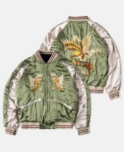 Sale 1950s Reversible Acetate Souvenir Jacket - Falcon × Tiger Jackets&coats
