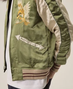 Sale 1950s Reversible Acetate Souvenir Jacket - Falcon × Tiger Jackets&coats