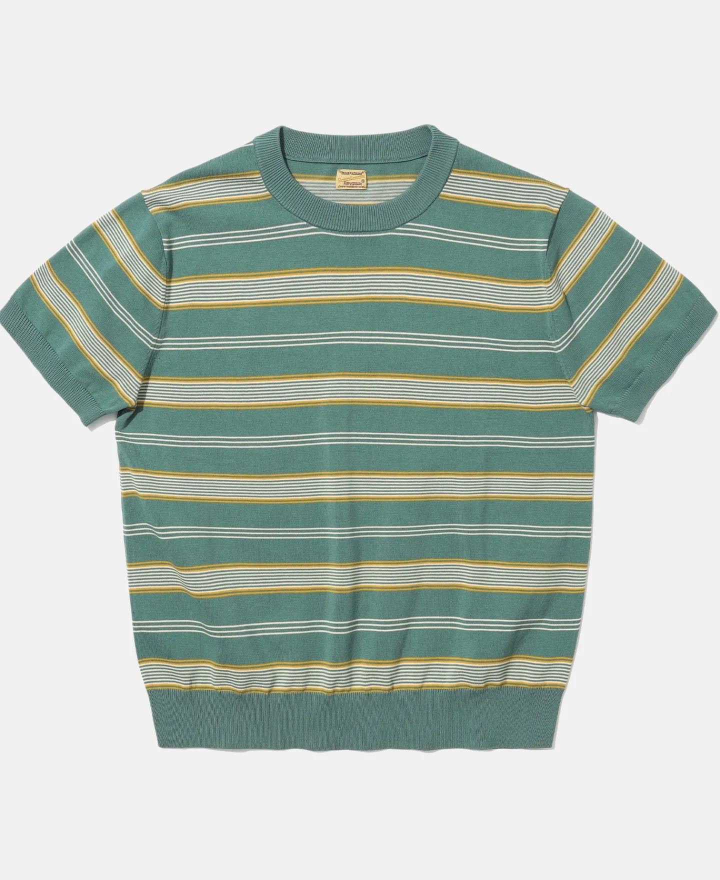 Fashion 1950s Ribbed Striped Knit T-Shirt - Green Knitwear&sweaters | Short Sleeve T-Shirts