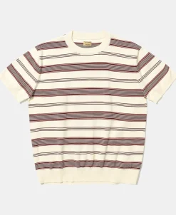 Sale 1950s Ribbed Striped Knit T-Shirt - White Knitwear&sweaters | Short Sleeve T-Shirts