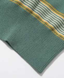 Fashion 1950s Ribbed Striped Knit T-Shirt - Green Knitwear&sweaters | Short Sleeve T-Shirts