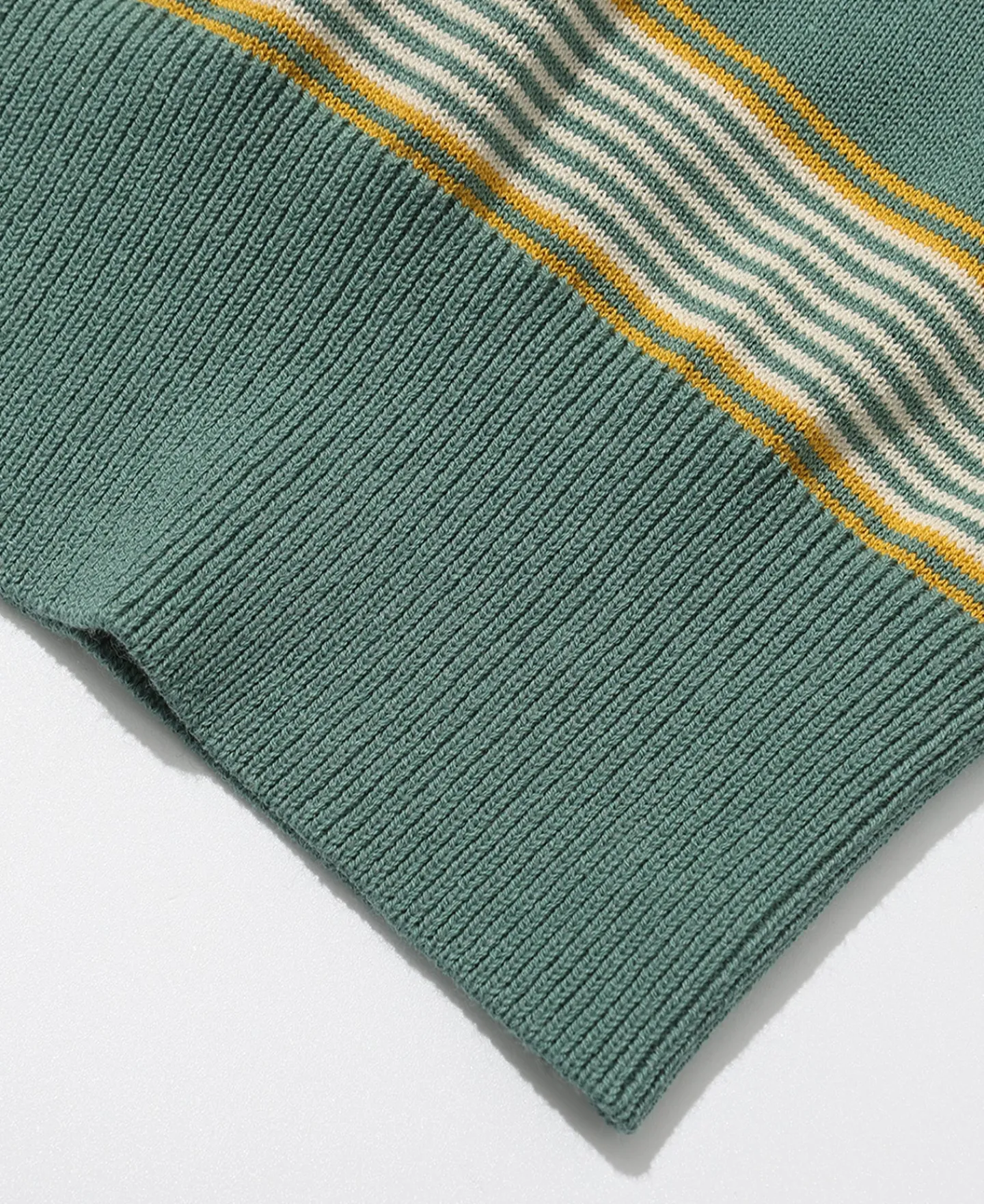 Fashion 1950s Ribbed Striped Knit T-Shirt - Green Knitwear&sweaters | Short Sleeve T-Shirts