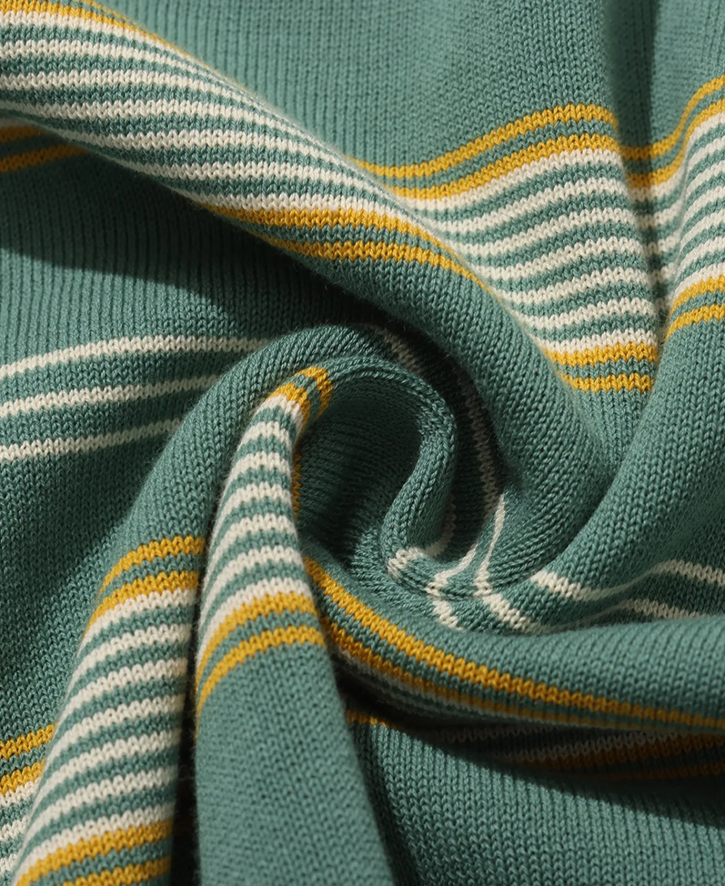 Fashion 1950s Ribbed Striped Knit T-Shirt - Green Knitwear&sweaters | Short Sleeve T-Shirts