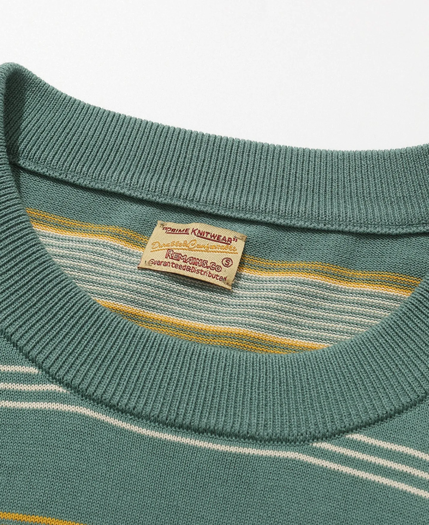 Fashion 1950s Ribbed Striped Knit T-Shirt - Green Knitwear&sweaters | Short Sleeve T-Shirts