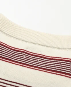 Sale 1950s Ribbed Striped Knit T-Shirt - White Knitwear&sweaters | Short Sleeve T-Shirts