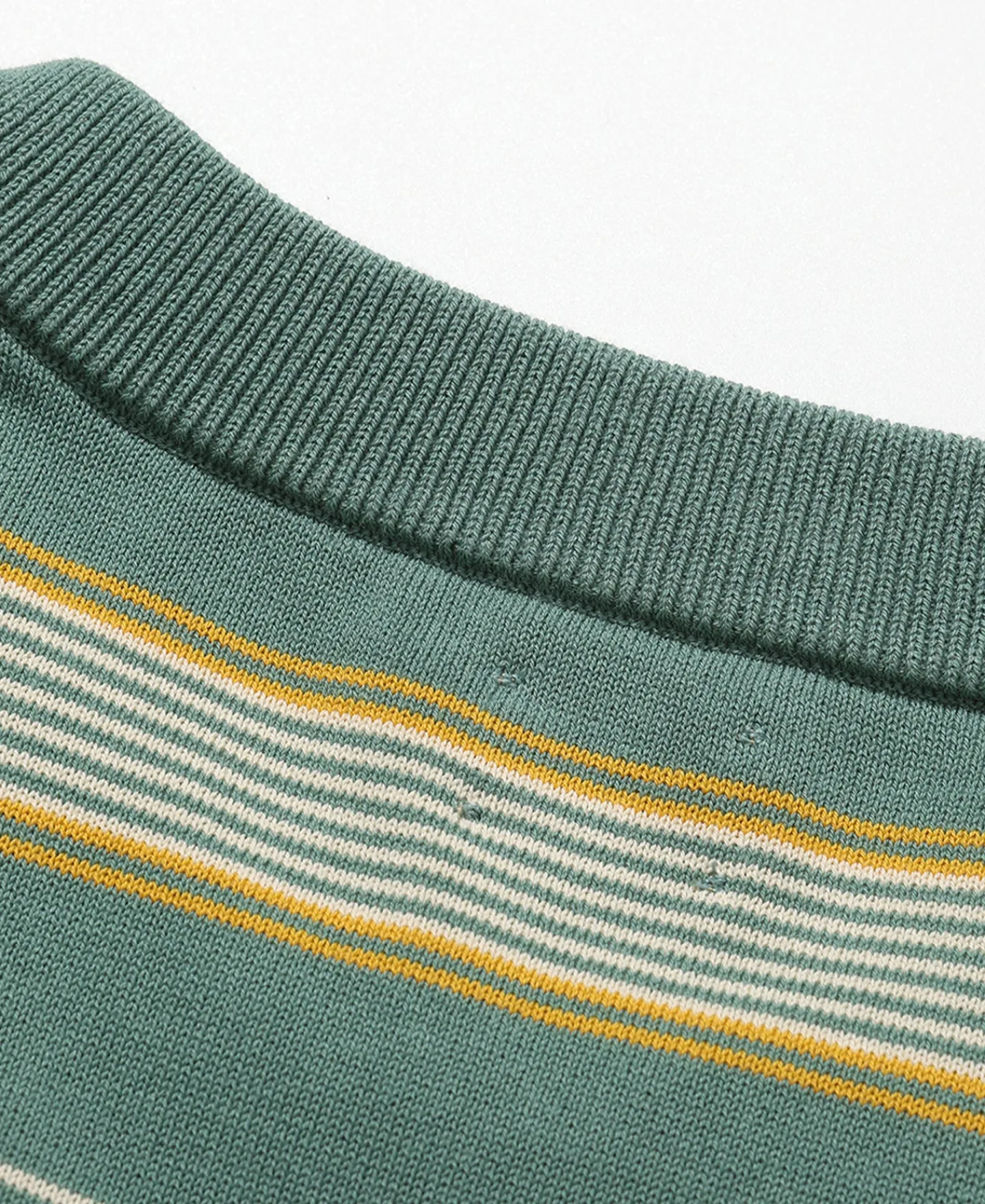 Fashion 1950s Ribbed Striped Knit T-Shirt - Green Knitwear&sweaters | Short Sleeve T-Shirts