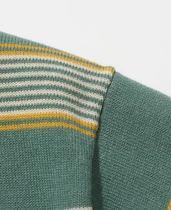 Fashion 1950s Ribbed Striped Knit T-Shirt - Green Knitwear&sweaters | Short Sleeve T-Shirts