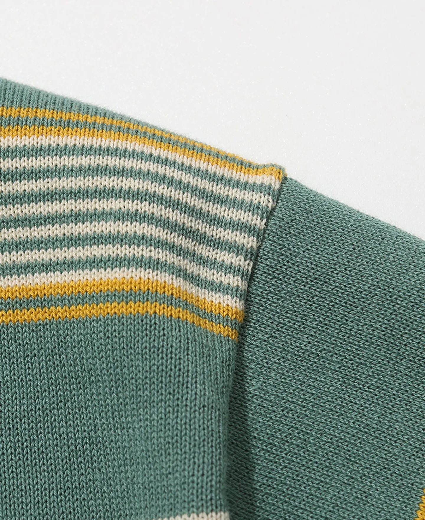 Fashion 1950s Ribbed Striped Knit T-Shirt - Green Knitwear&sweaters | Short Sleeve T-Shirts