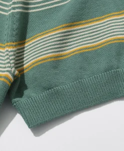Fashion 1950s Ribbed Striped Knit T-Shirt - Green Knitwear&sweaters | Short Sleeve T-Shirts