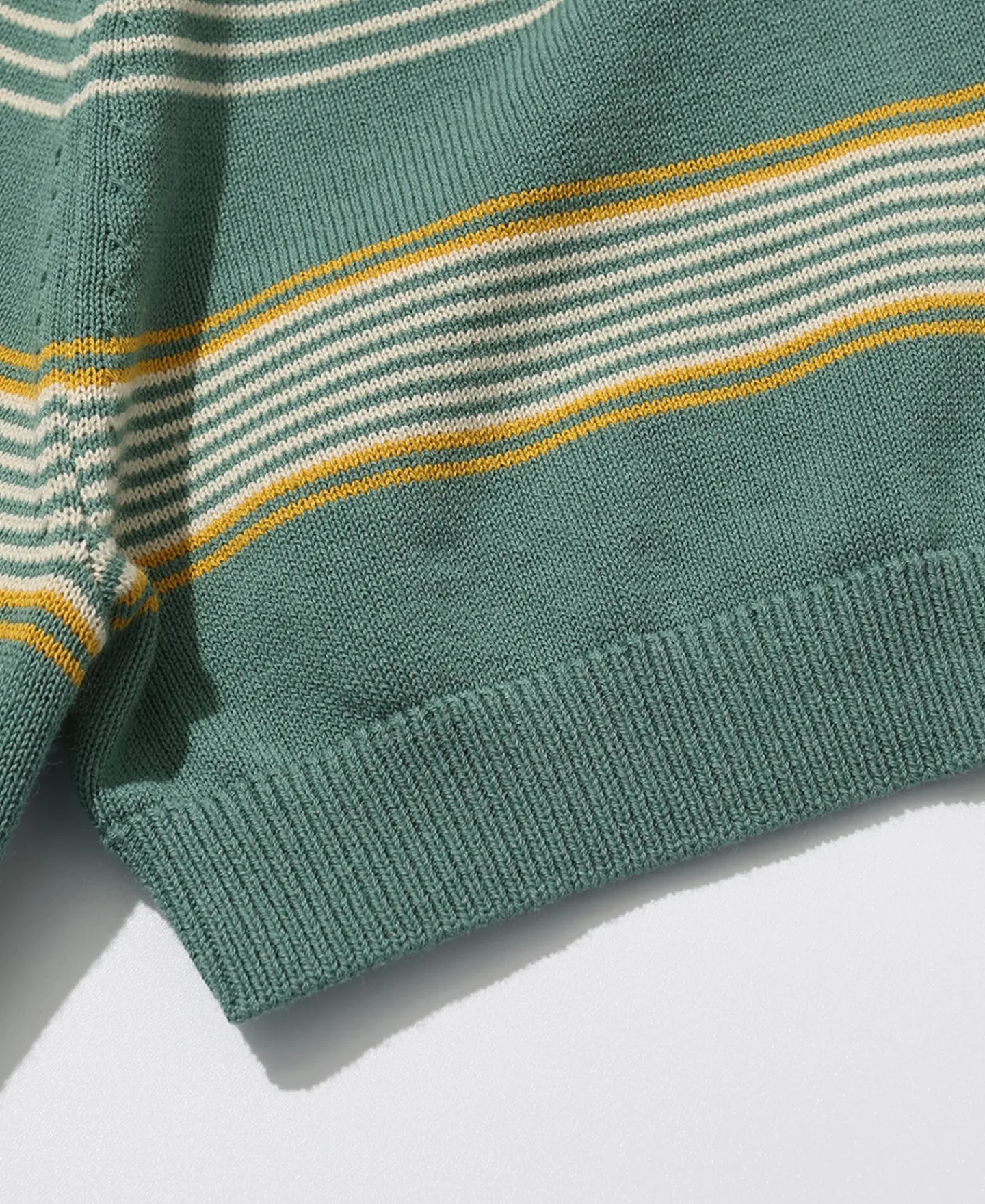 Fashion 1950s Ribbed Striped Knit T-Shirt - Green Knitwear&sweaters | Short Sleeve T-Shirts
