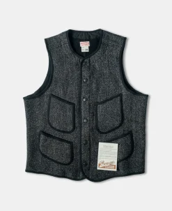 Fashion 1930s Salt & Pepper Beach Cloth Wool Vest Waistcoats