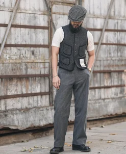 Fashion 1930s Salt & Pepper Beach Cloth Wool Vest Waistcoats