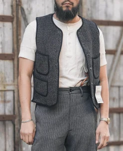Fashion 1930s Salt & Pepper Beach Cloth Wool Vest Waistcoats