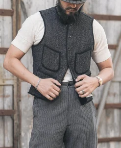Fashion 1930s Salt & Pepper Beach Cloth Wool Vest Waistcoats