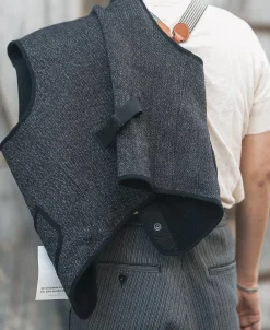 Fashion 1930s Salt & Pepper Beach Cloth Wool Vest Waistcoats