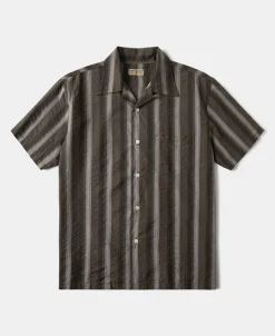 Online 1940s Seersucker Stripe Shirt - Brown Short Sleeve Shirts | Shirts