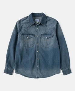 Best 1950s Slub Denim Western Shirt Denim | Long Sleeve Shirts