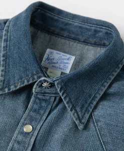 Best 1950s Slub Denim Western Shirt Denim | Long Sleeve Shirts