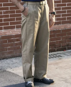 Outlet 1970s Straight-Leg Work Pants - Khaki Pants&trousers