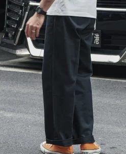 New 1970s Straight-Leg Work Pants - Black Pants&trousers