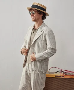 Discount 1950s Striped Seersucker Suit Jacket Jackets&coats