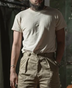 Fashion 1940s USN Slub Cotton Crew T-Shirt Short Sleeve T-Shirts | T-shirts