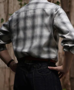 Best 1950s Western Shadow Plaid Workshirt - Gray Long Sleeve Shirts | Shirts