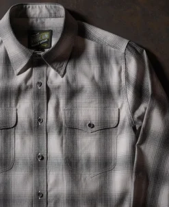 Best 1950s Western Shadow Plaid Workshirt - Gray Long Sleeve Shirts | Shirts