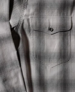Best 1950s Western Shadow Plaid Workshirt - Gray Long Sleeve Shirts | Shirts