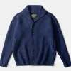 Fashion Shawl Collar Raglan Sleeve Wool Cardigan - Navy Blue Knitwear&sweaters