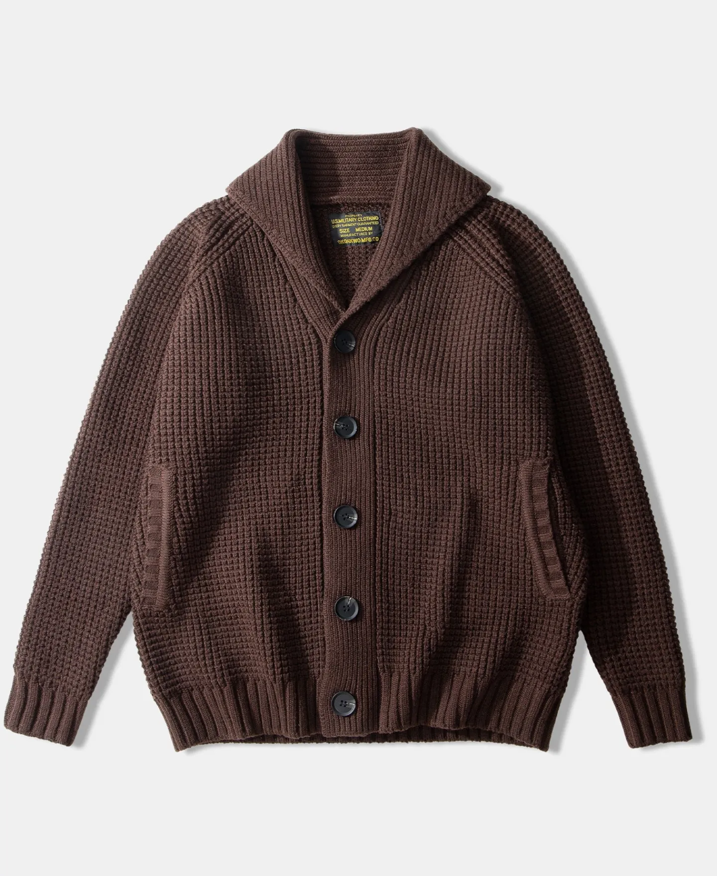 Online Shawl Collar Raglan Sleeve Wool Cardigan - Dark Brown Knitwear&sweaters