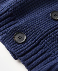 Fashion Shawl Collar Raglan Sleeve Wool Cardigan - Navy Blue Knitwear&sweaters