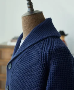 Fashion Shawl Collar Raglan Sleeve Wool Cardigan - Navy Blue Knitwear&sweaters