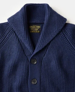 Fashion Shawl Collar Raglan Sleeve Wool Cardigan - Navy Blue Knitwear&sweaters