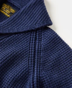 Fashion Shawl Collar Raglan Sleeve Wool Cardigan - Navy Blue Knitwear&sweaters