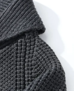 Fashion Shawl Collar Raglan Sleeve Wool Cardigan - Dark Gray Knitwear&sweaters