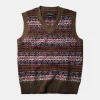 Clearance Shetland Wool Fair Isle Sweater Vest - Camel Knitwear&sweaters | Waistcoats