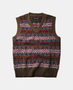 Clearance Shetland Wool Fair Isle Sweater Vest - Camel Knitwear&sweaters | Waistcoats