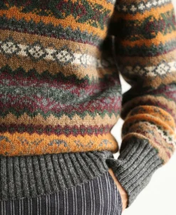 Best Shetland Wool Long Sleeve Fair Isle Sweater Knitwear&sweaters