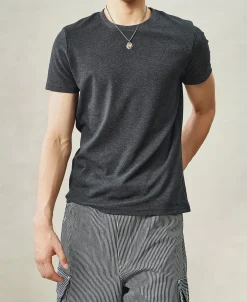 Best Slim Fit Crew Neck T-Shirt - Dark Gray Short Sleeve T-Shirts | T-shirts