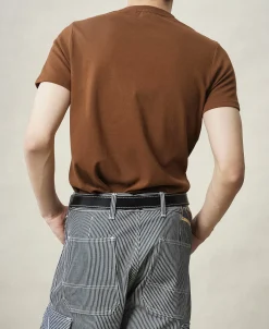 Hot Slim Fit Crew Neck T-Shirt - Rust Red Short Sleeve T-Shirts | T-shirts