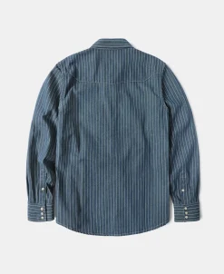 Sale Slim Fit Wabash Striped Indigo Western Shirt Long Sleeve Shirts | Shirts