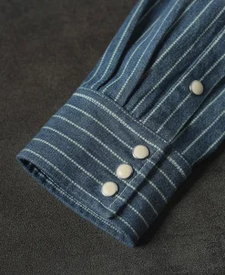 Sale Slim Fit Wabash Striped Indigo Western Shirt Long Sleeve Shirts | Shirts