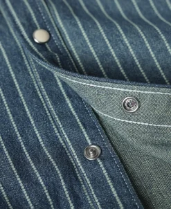Sale Slim Fit Wabash Striped Indigo Western Shirt Long Sleeve Shirts | Shirts
